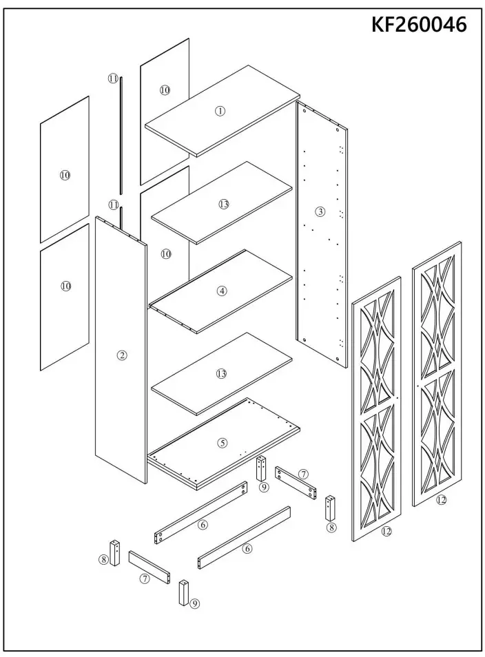 FUFU GAGA KF260047 71.2 Inch H Wood Standard Bookshelf Bookcase Storage Cabinet - Figure 3