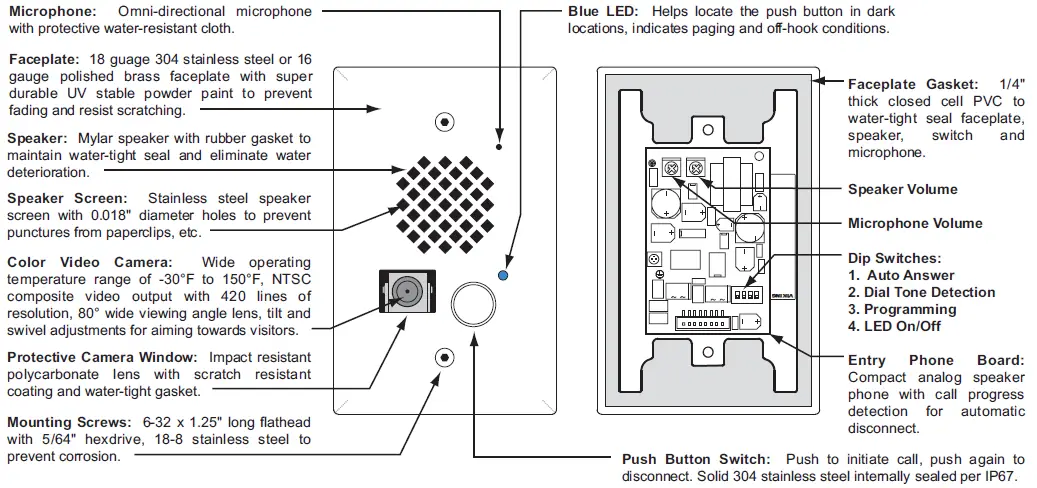 VIKING ELECTRONICS E-50 Single Gang Black Video Entry Phone-2