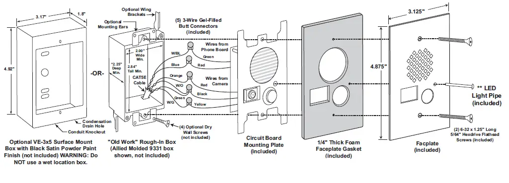 VIKING ELECTRONICS E-50 Single Gang Black Video Entry Phone-3