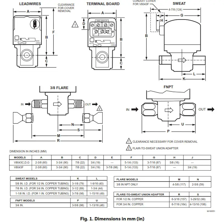 Honeywell Home V8043C,D,F & G Motorized - Fig 1
