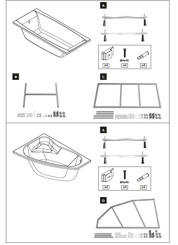 cersanit Kaliope 170x110 Bathtub Asymmetric Right fig (3)