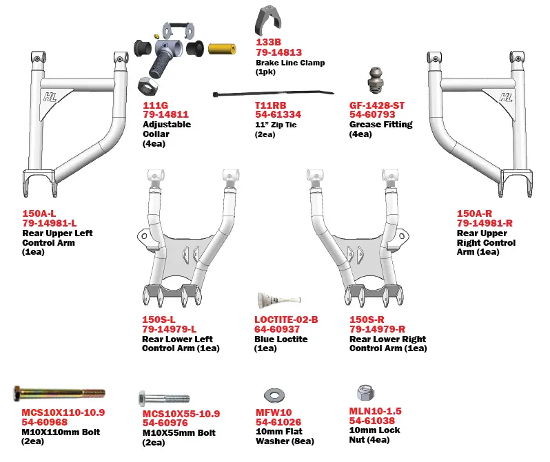 HIGH-LIFTER-HDRRA-C1D-Can-Am-Defender-1000-XT-and-XMR-APEXX-Rear-Rake-Arms-FIG-2