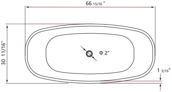 GETPRO Acrylic Oval Flatbottom Freestanding Bathtub A03