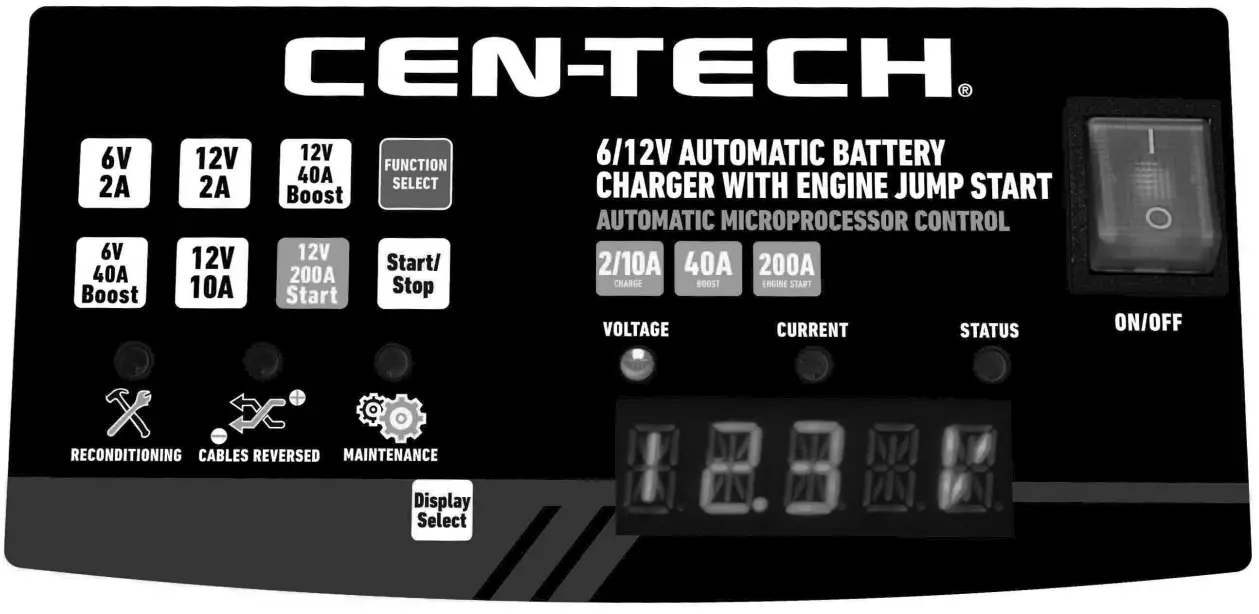 CEN TECH 6 12V Automatic Battery Charger with Engine Jump Star fig 4