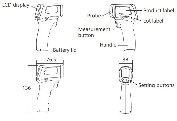 Aluratek ADIT01F Non-Contact Forehead Thermometer - Illustration