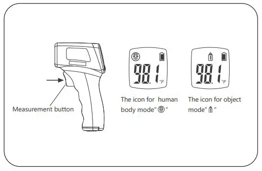 Aluratek ADIT01F Non-Contact Forehead Thermometer - Select measurement mode and click the measurement button to start taking temperature