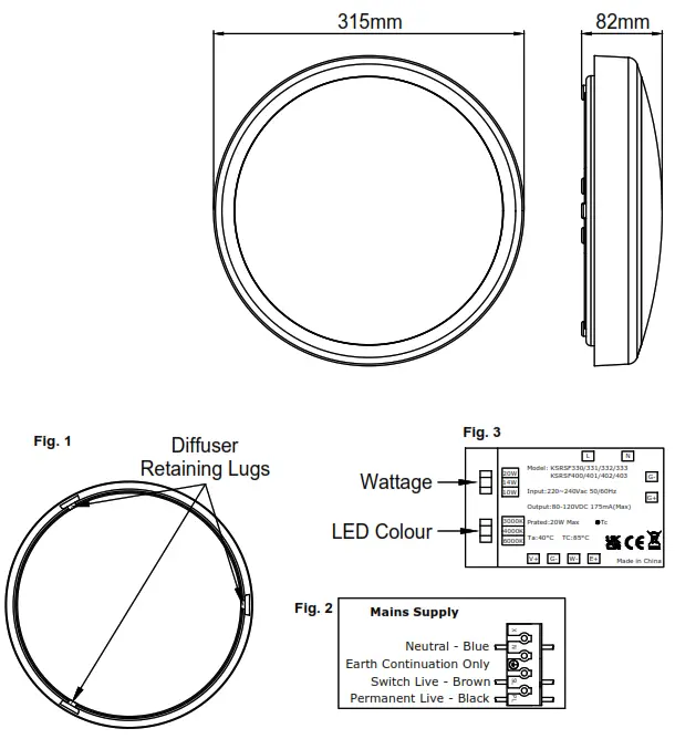 KSR LIGHTING KSRSF403 LED Surface Luminaire - Figure 1
