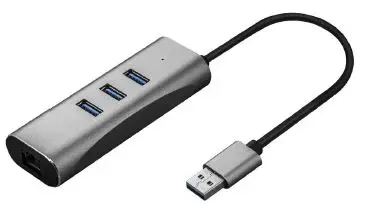 SECOMP-12.99.1116 USB 3.0-Gigabit-Ethernet-Converter + 3x-USB-3.0-Hub