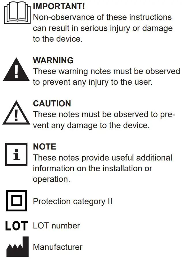 medisana NM 885 Battery Operated Neck Massager Instruction Manual - Explanation of symbols