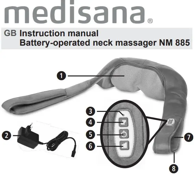medisana NM 885 Battery Operated Neck Massager Instruction Manual