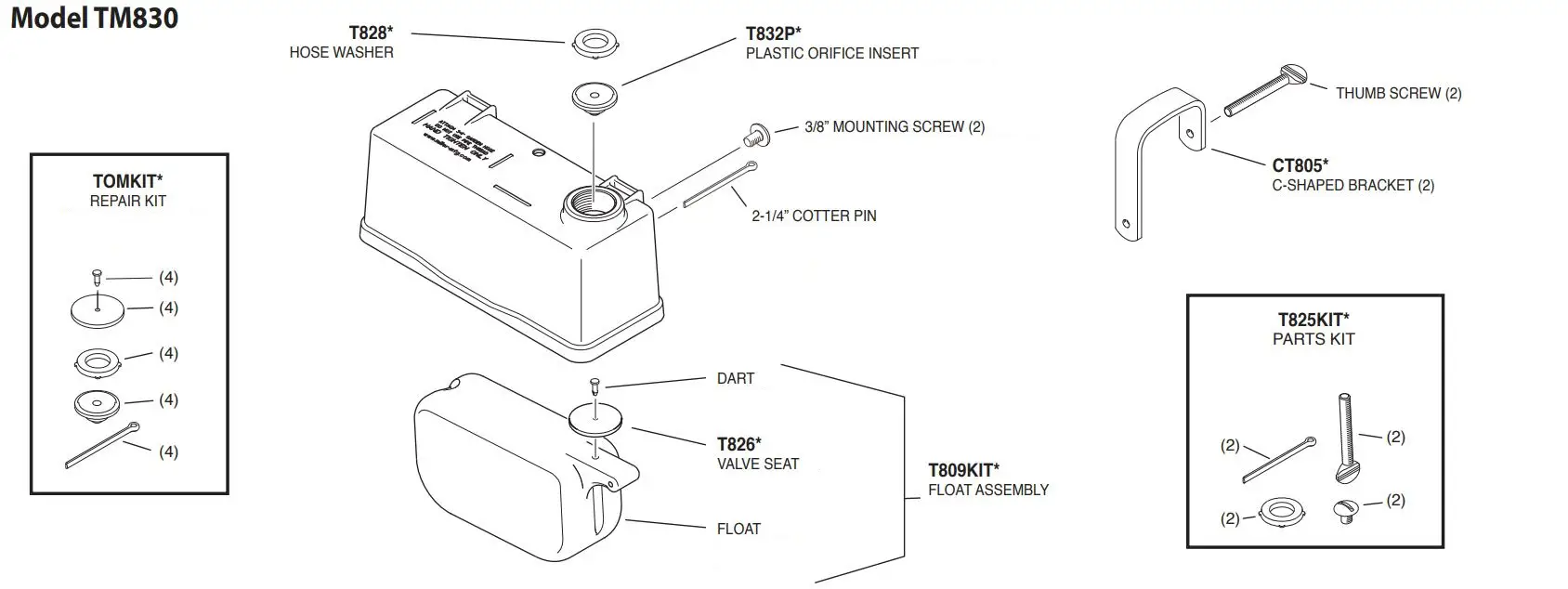 Miller TM830T Trough-O-Matic Automatic Metal Float Valve Instruction Manual - Model TM830