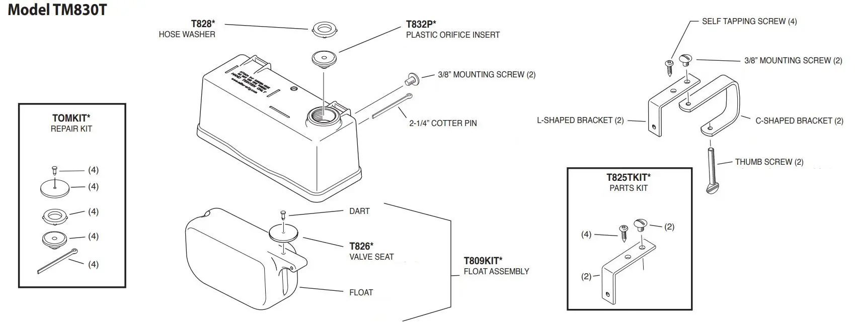 Miller TM830T Trough-O-Matic Automatic Metal Float Valve Instruction Manual - Model TM830T