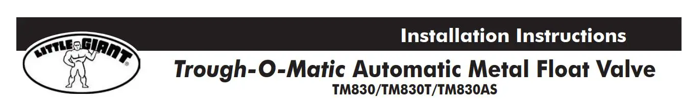Miller TM830T Trough-O-Matic Automatic Metal Float Valve Instruction Manual