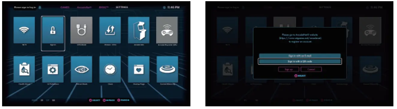 ATGAMES Legends Gamer mini-SETTINGS