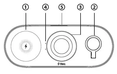 ttec HBCV000014FNBF AirCharger Trio 3-In-1 Wireless Charger + Type-C Cable fig 2