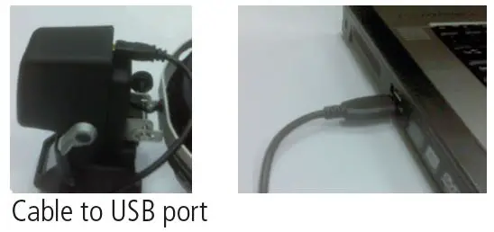 Cable to USB port