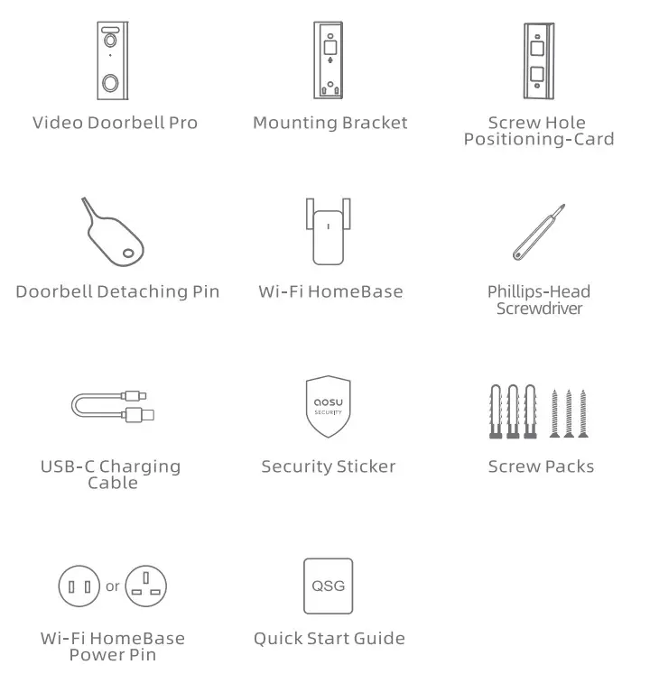 aosu V8P Video Doorbell Pro and Wi Fi Home Base - box