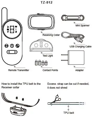 TIZE-TZ-812-Rechargeable-and-Waterproof-Remot0-Dog-Training-Collar-FIG 1