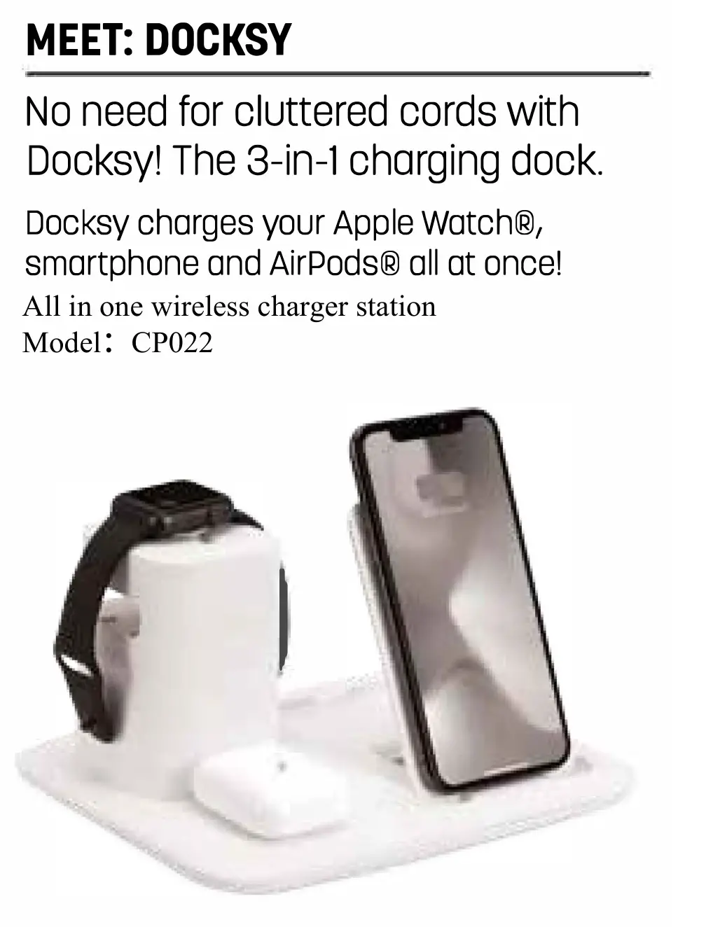 Mei Shun He Electronic CP022 All-In-One Wireless Charger Station User Manual