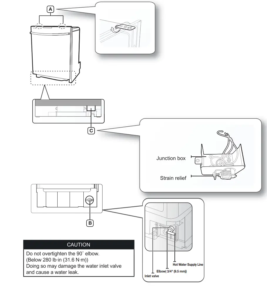 SAMSUNG DW80N3030 Series 24 Inch Wide 15 Place Setting Energy Star Rated Built-In Semi Integrated Dishwasher Installation Guide - Figure 4