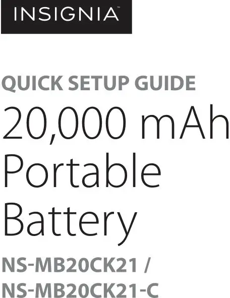 INSIGNIA 20000 mAh Portable Battery Instruction Manual