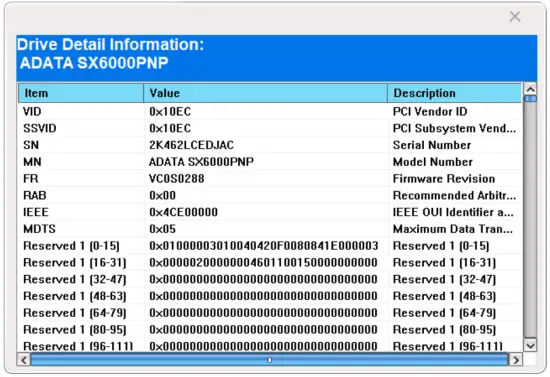 Drive Details Button