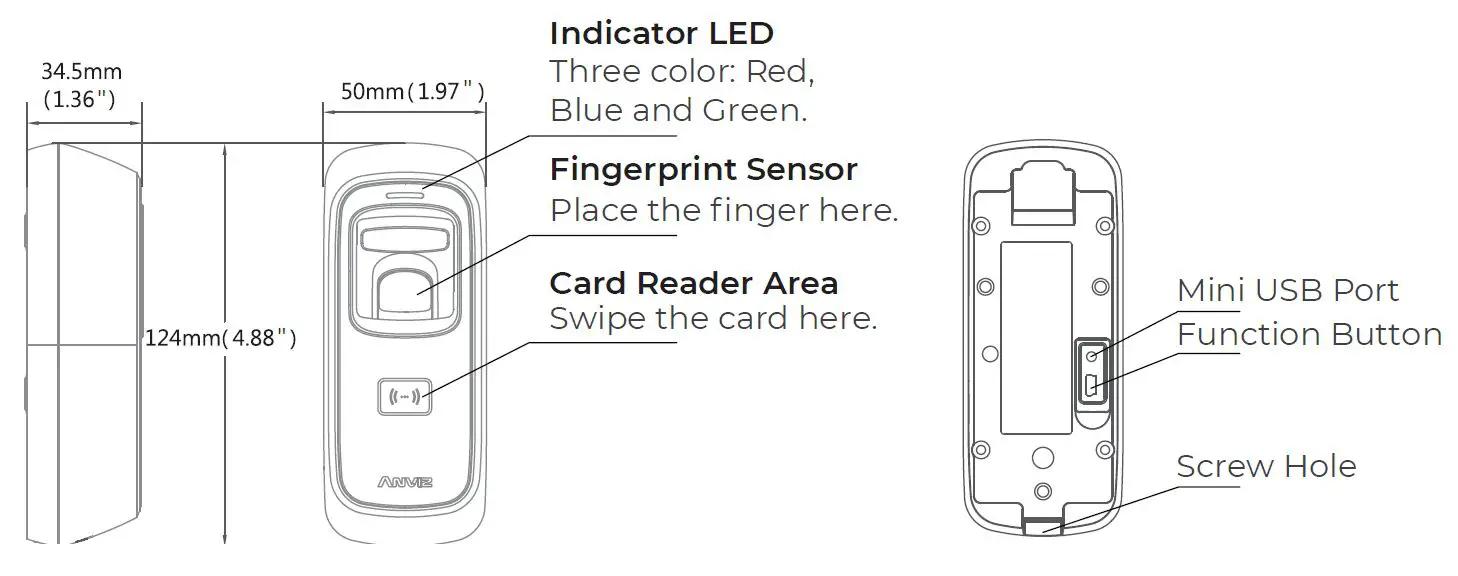 ANVIZ M5 Plus Outdoor Fingerprint & Card Reader Controller FIG7