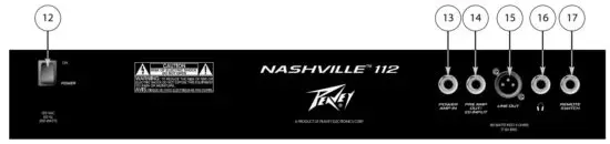 PEAVEY Nashville 112 Pedal Steel Amplifier - Rear Panel