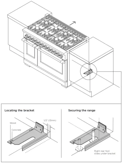 FISHER PAYKEL RGV3 488 48 Inch Freestanding Professional Gas Range - ANTI TIP BRACKET
