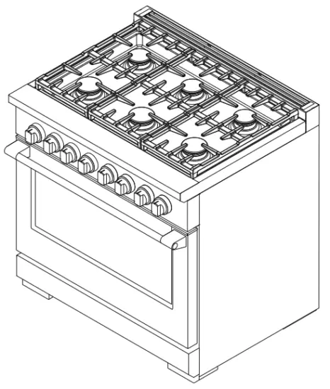 FISHER PAYKEL RGV3 488 48 Inch Freestanding Professional Gas Range - ISOMETRIC 1