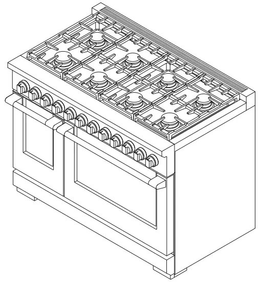 FISHER PAYKEL RGV3 488 48 Inch Freestanding Professional Gas Range - ISOMETRIC 2