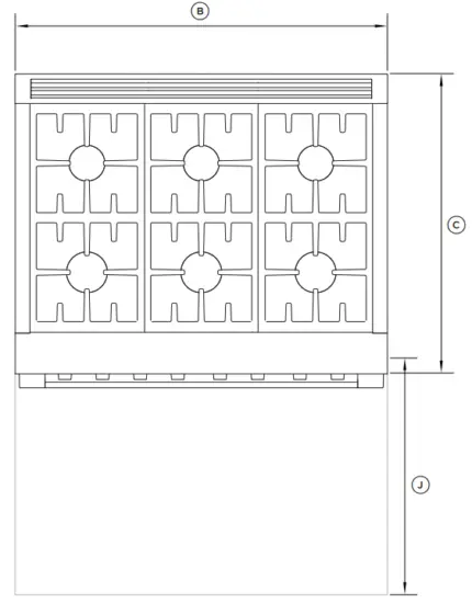FISHER PAYKEL RGV3 488 48 Inch Freestanding Professional Gas Range - PLAN 1