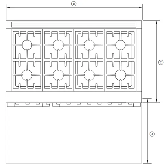 FISHER PAYKEL RGV3 488 48 Inch Freestanding Professional Gas Range - PLAN 2