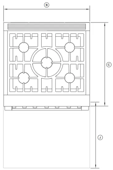 FISHER PAYKEL RGV3 488 48 Inch Freestanding Professional Gas Range - PLAN