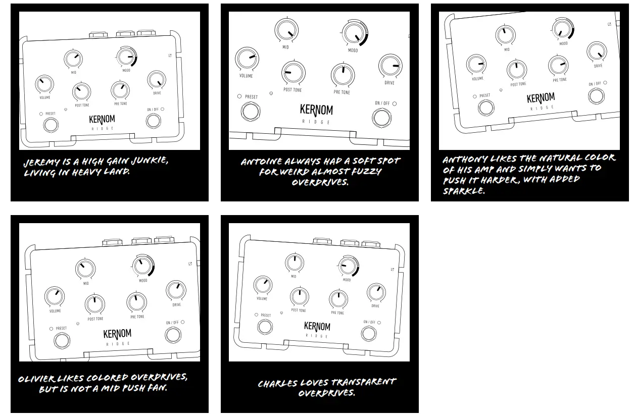 KERNOM RIDGE Analog Overdrive Pedal - SETTINGS EXAMPLES