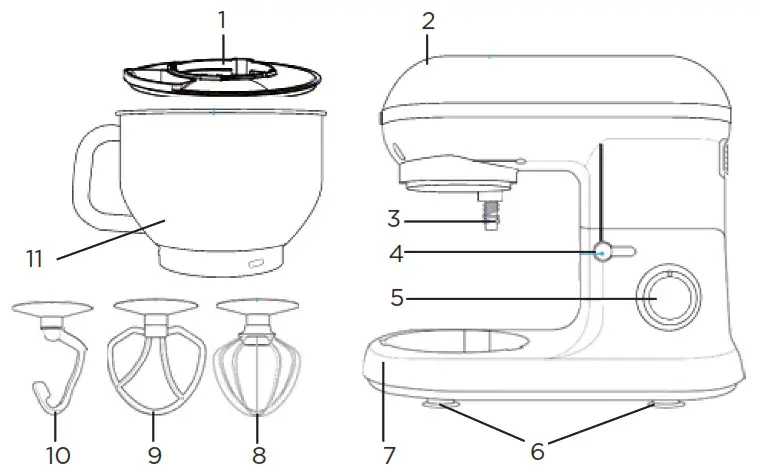 ward SM 1519X Chef Tested Stand Mixer - Parts and Features