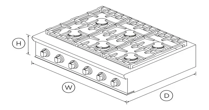 FISHER PAYKEL CPV2-366NN 36-Inch Gas Rangetop - Figure 1