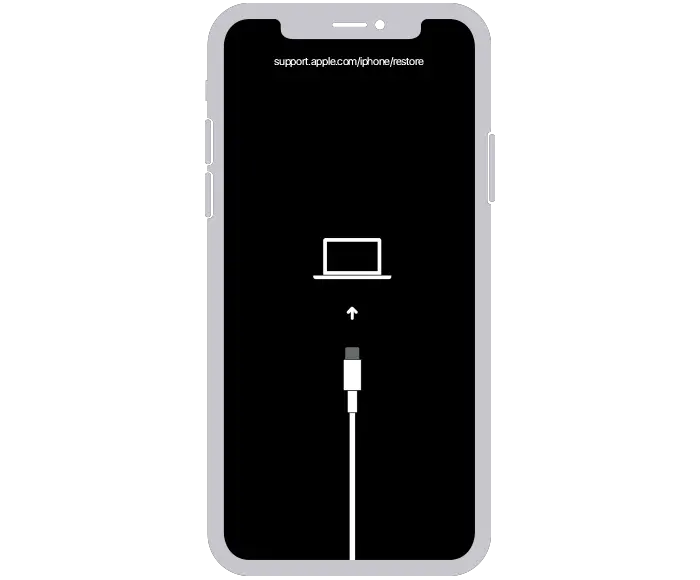 An iPhone showing the recovery mode screen.