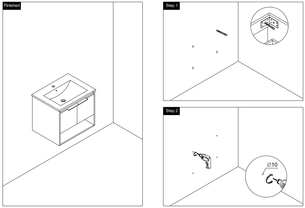 TUNUO JMJ-BCB-42 Wall Mount Bath Vanity - fig 1