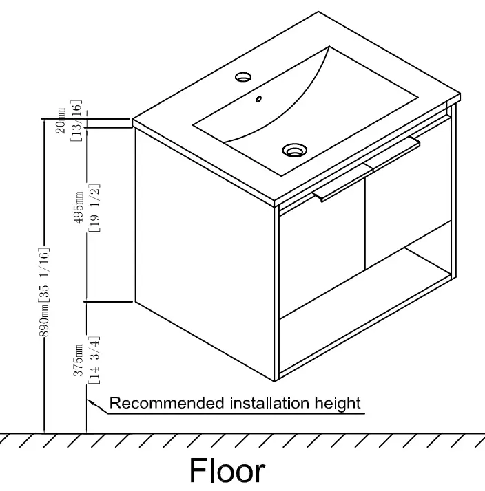 TUNUO JMJ-BCB-42 Wall Mount Bath Vanity - fig 4