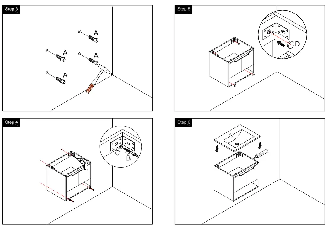 TUNUO JMJ-BCB-42 Wall Mount Bath Vanity - fig