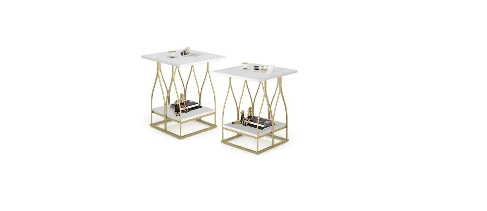 Tribesigns Tjhd-qp-1613x2 Gold Short Square White Faux Marble Veneer Wood End Table Instruction Manual
