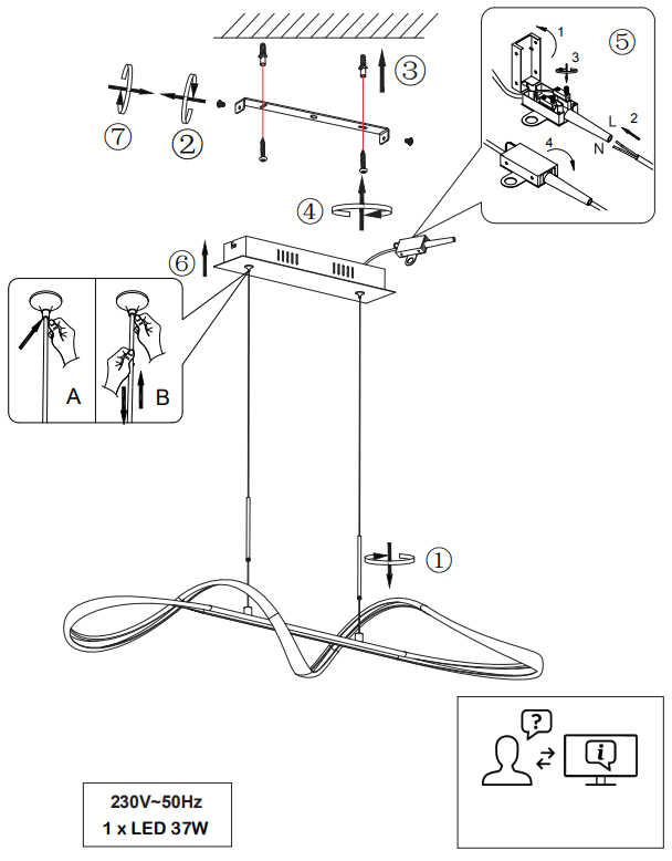 RL R37091131 PERUGIA LED Pendant Ceiling Light -