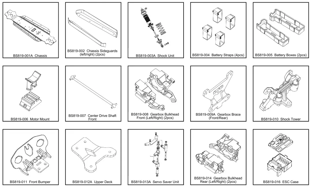 REDCAT LAND SIDE XT - PARTS IDENTIFICATION 1