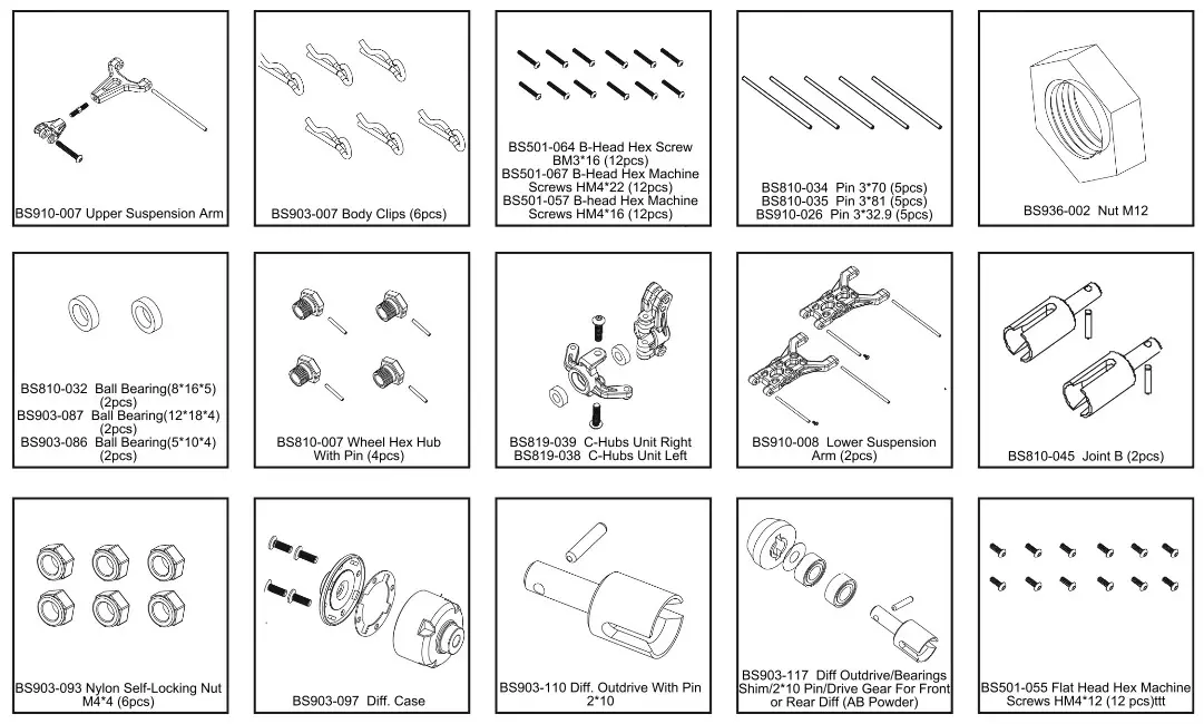 REDCAT LAND SIDE XT - PARTS IDENTIFICATION 3