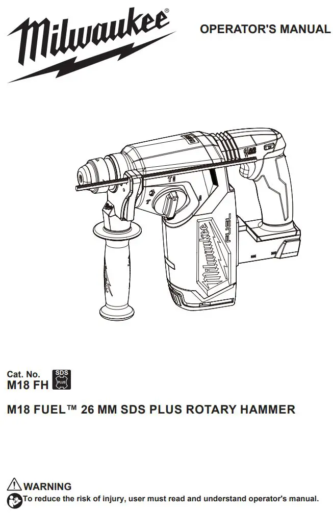 milwaukee M18 Fuel 26 MM SDS Plus Rotary Hammer User Manual