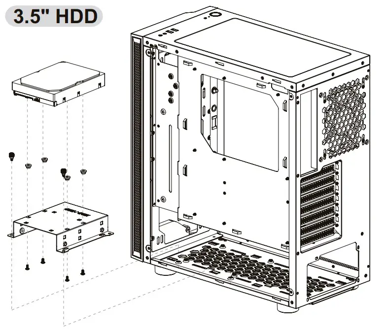 Thermaltake H100TG Mid Tower Case - HDD Installation3
