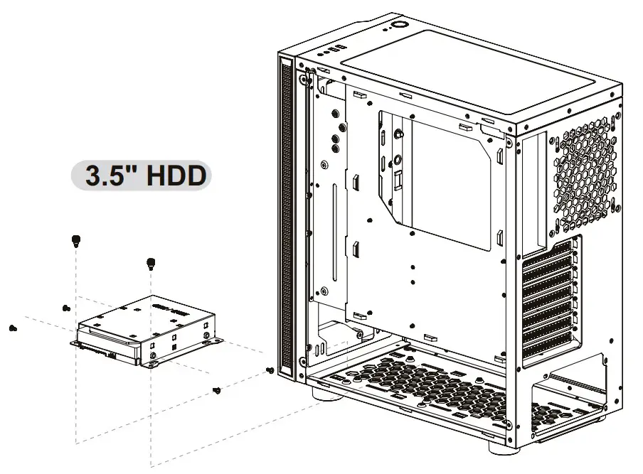 Thermaltake H100TG Mid Tower Case - HDD Installation4