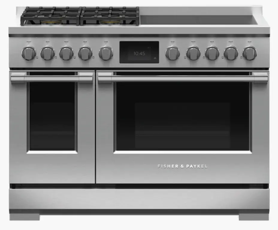 FISHER PAYKEL RHV3-484-N 48 Inch 4 Burners 4 Induction Zones Self Cleaning Dual Fuel Range