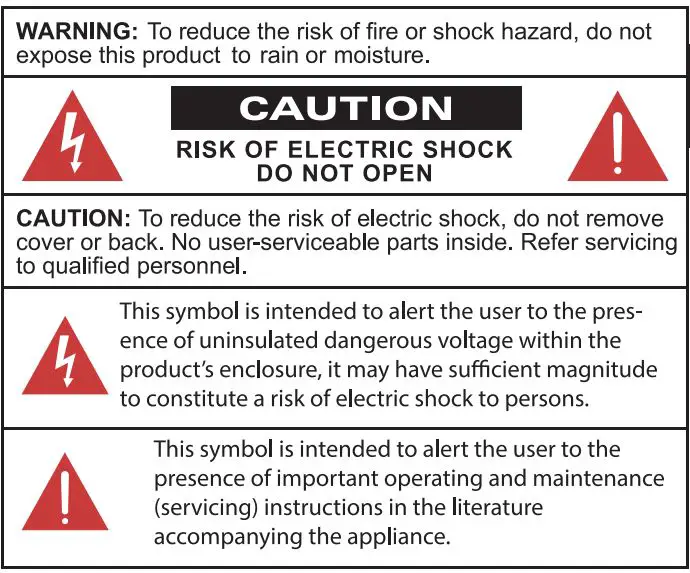 PYLE P3201BT Wireless BT Hybrid Amplifier Receiver User Manual - Warning of Electric Shock icon